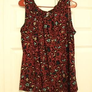 Worthington Maroon Leppard print Tank 1X